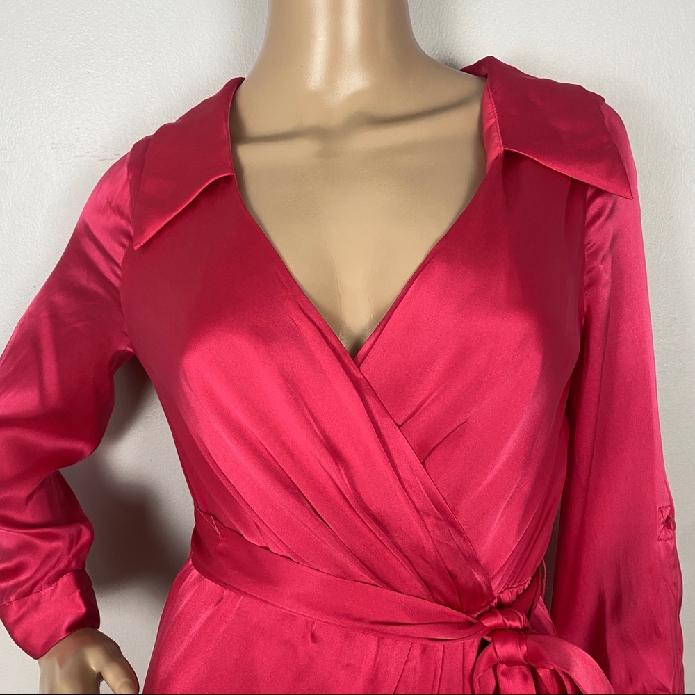 NEW ALICE + OLIVIA PINK SILK WRAP MAXI DRESS - Picture 4 of 12